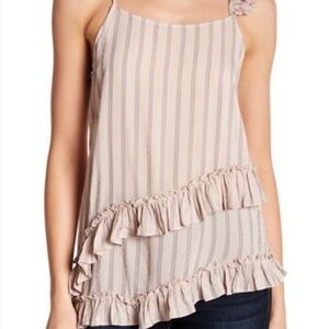 Ro & De Blush Ruffle Asymmetrical Tank